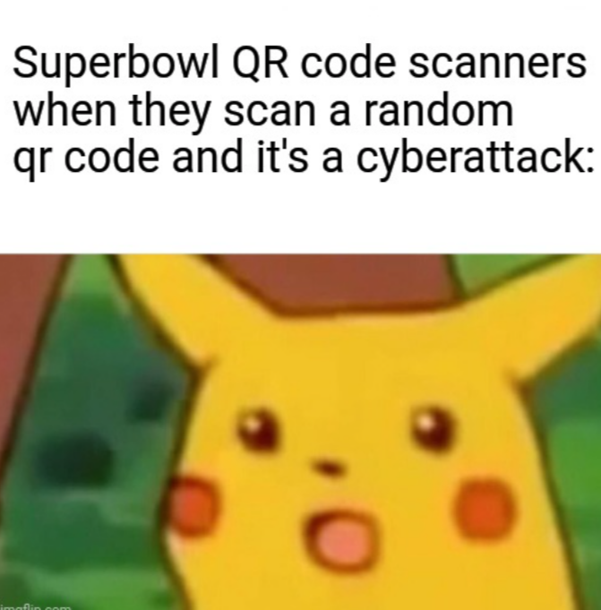 Meme about scanning an unknown QR code and discovering an unexpected destination.